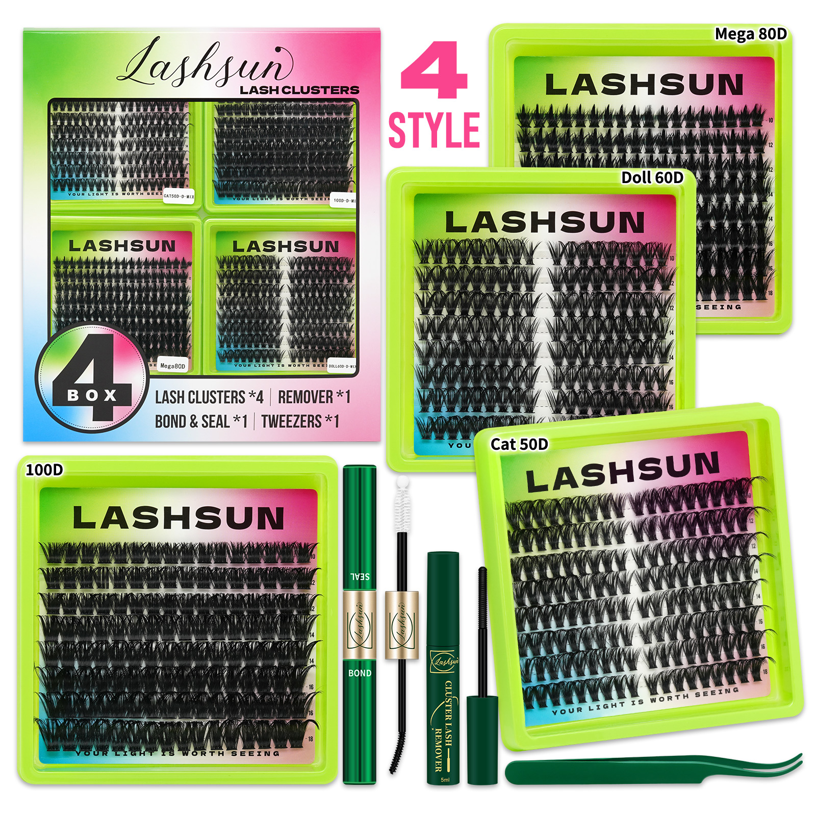 Mega Volume Lash - Lashsun 4 Styles Cat/Doll/Mega/Volume Lash Clusters