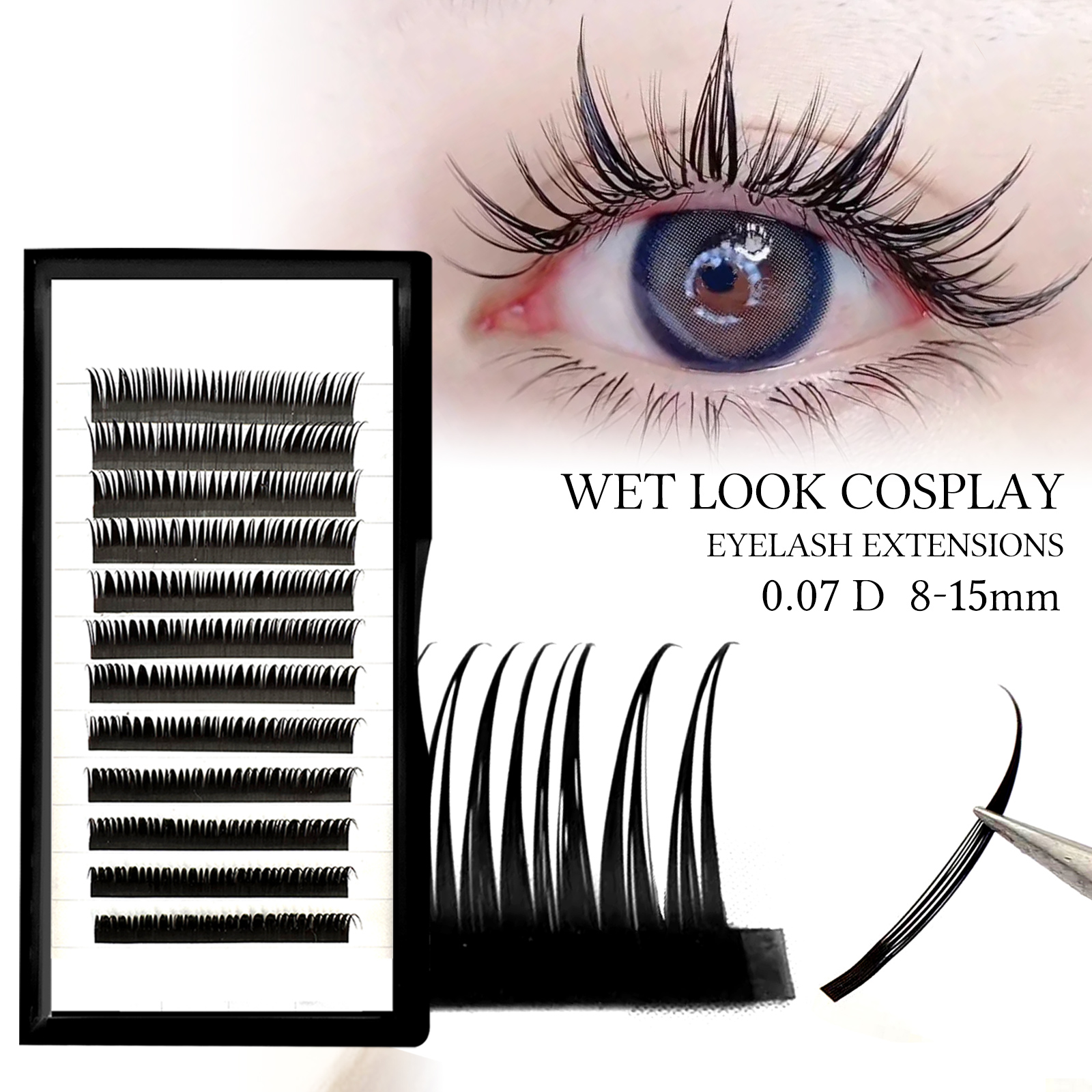 Eyelash Extension Wet Look - Wet Look Cosplay Eyelash Extensions Cluster