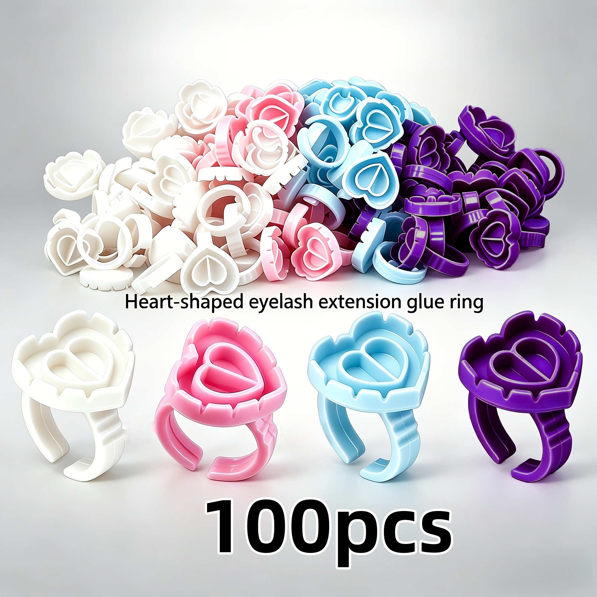 Eyelash Extension Guide - 100PCSHeart Eyelash Glue Rings Disposable Lash