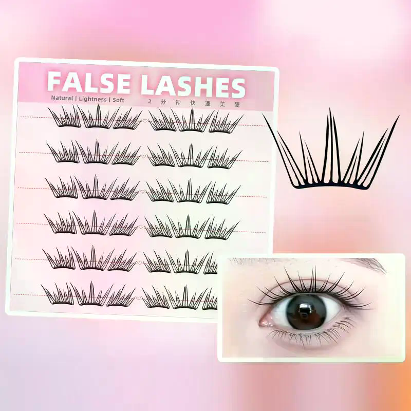 Eyelash Extension With Glue - 6 Rows Dense Natural False Eyelashes