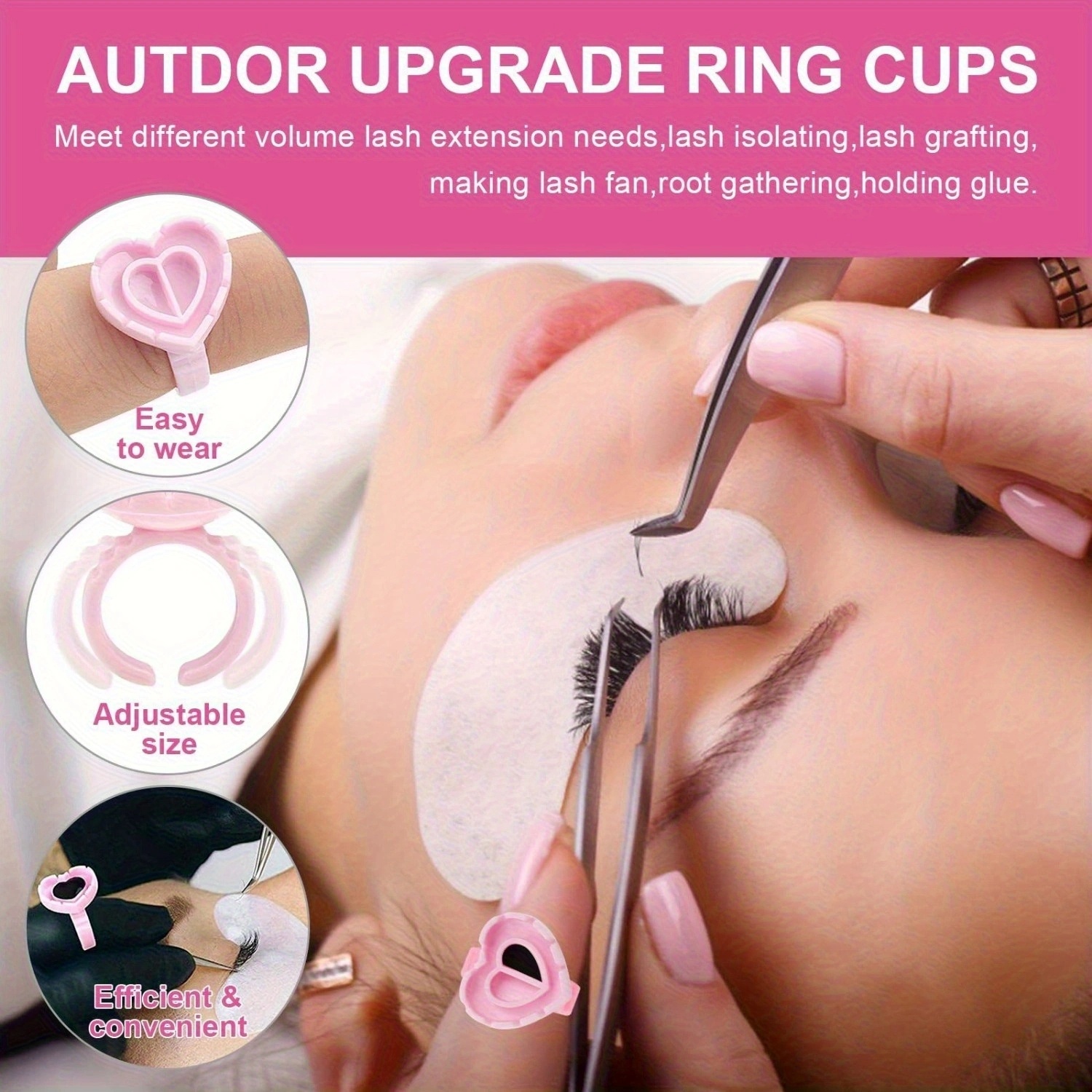 100PCSHeart Eyelash Glue Rings - Eyelash Extension Guide recension och pris