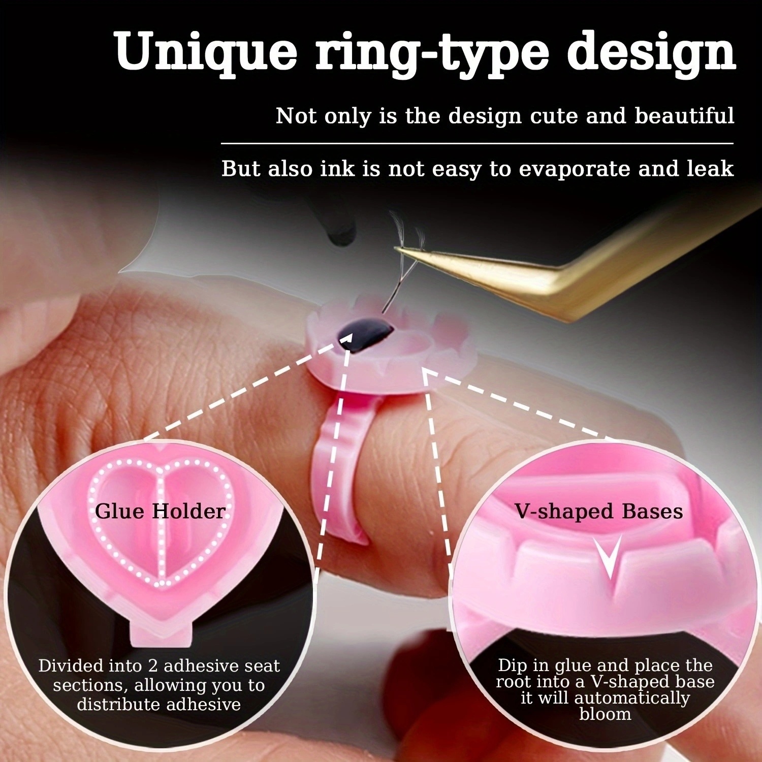 100PCSHeart Eyelash Glue Rings - Eyelash Extension Guide recension och pris
