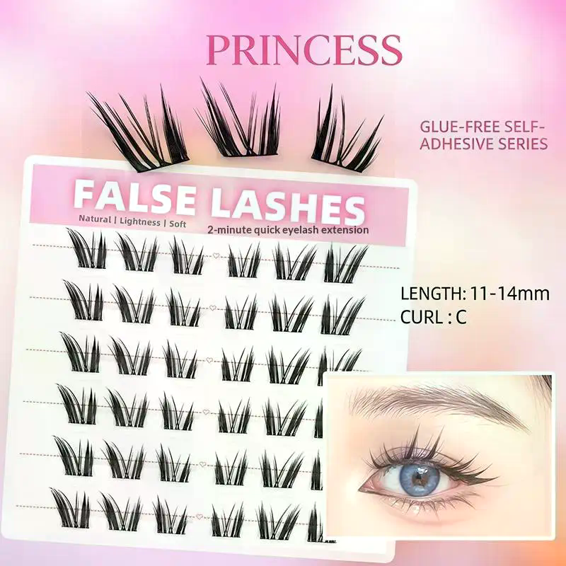 6 Rows Dense Natural False Eye - Eyelash Extension With Glue recension och pris